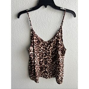 Paper Crane Leopard Print Spagetti Top